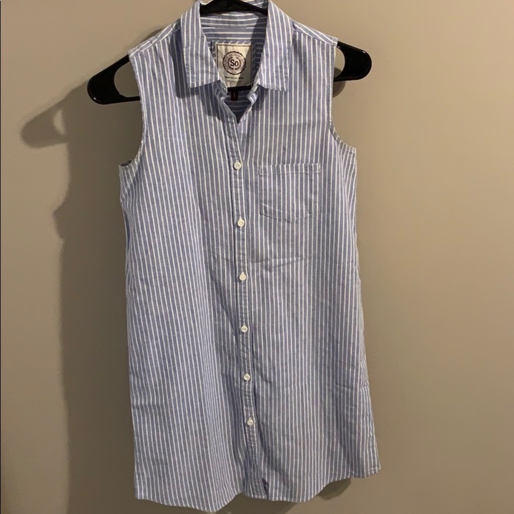 xs stripe chambray dress.